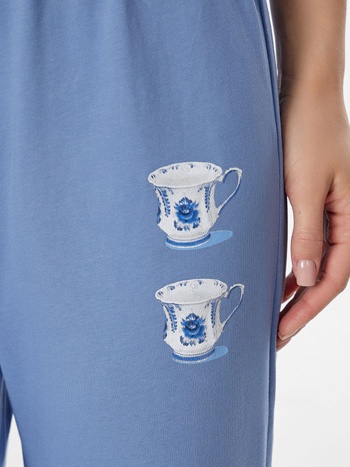 Комплект домашний женский синий с надписью