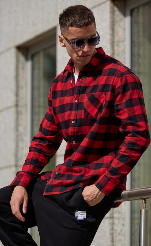 Рубашка фланель F121-0460 red-black - Fine joyce фото 5