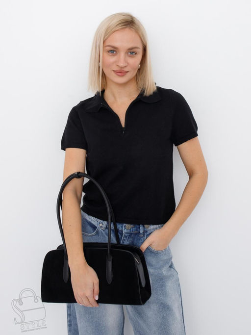 Сумка женская кожаная 8008-1SMS black Velina Fabbiano-Safenta