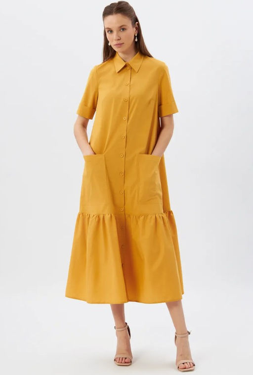 Платье хлопок OD-791-4 горчица OD-791-4
