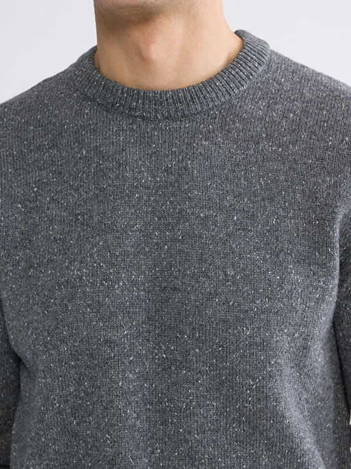 Bisiklet Yaka Y?n Kar???ml? Erkek Triko Kazak