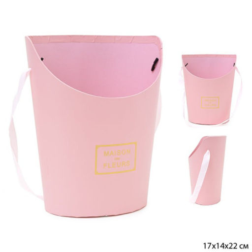 Коробка для цветов трапеция 17х14х22 см / W6641 /уп 10/30/розовая - Галеонтрейд фото 2