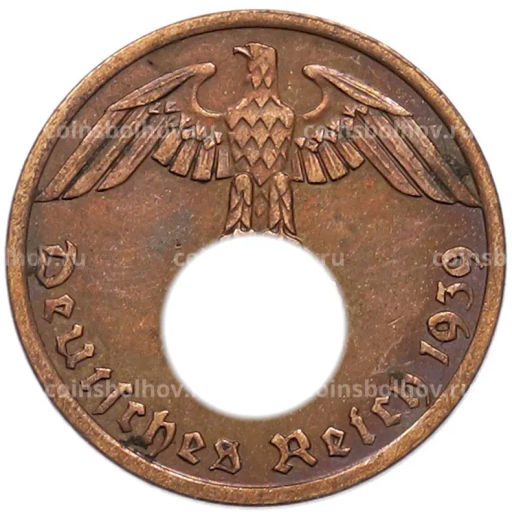 Монета 1 рейхспфенниг 1939 года A Германия