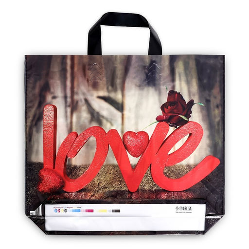 Цена за 50 шт. Пакет «О любви», полиэтиленовый с петлевой ручкой, 37×34 см, 70 мкм