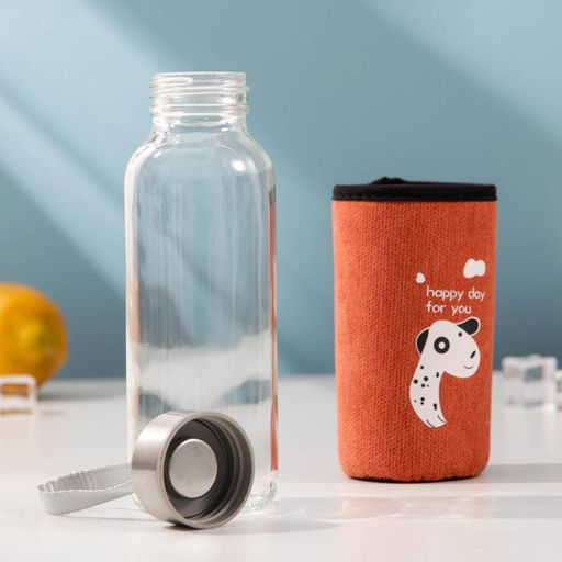 Бутылка для воды «Гусь», 300 мл, 6×17 мл, в чехле, стекло, голубая, прозрачная