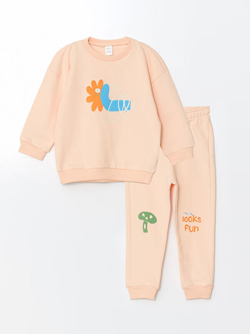 Bisiklet Yaka Bask?l? Erkek Bebek E?ofman Tak?m