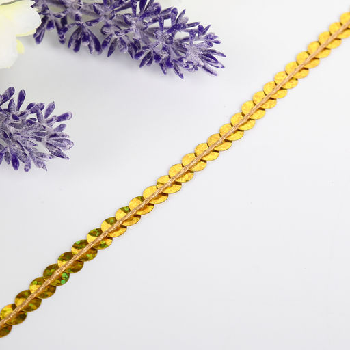 Цена за 2 шт. Нить из пайеток голографическая "Золото" намотка 5 метров