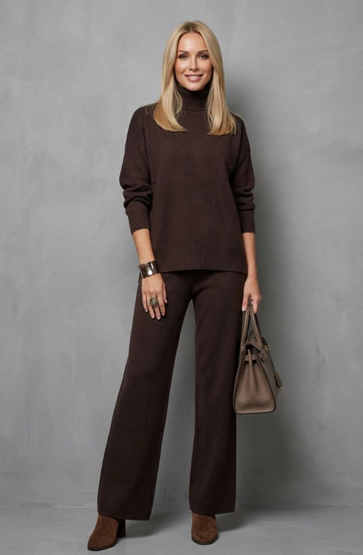 K13401 Костюм вязаный трикотаж КОРИЧНЕВЫЙ
