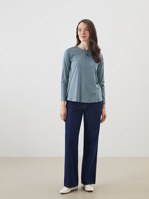 Ba?lamal? Yaka Nak??l? Kad?n Bluz