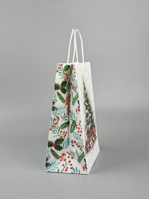 Цена за 2 шт. Пакет бумажный подарочный новогодний крафт Подарки под ёлкой 27?21?11 см