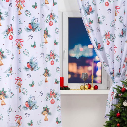 Комплект штор для кухни с подхватами Christmas wreaths 145?180 см - 2 штуки, габардин