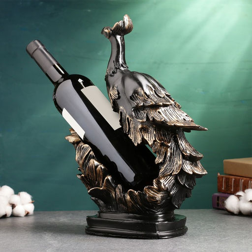 Подставка для бутылки «Павлин», чёрная, 16×14×37 см