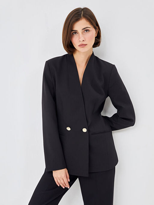 Kruvaze Yaka Kad?n Blazer Ceket