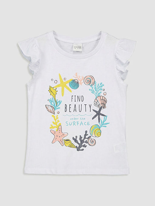 Bisiklet Yaka Bask?l? K?z ?ocuk ?ortlu Pijama Tak?m?