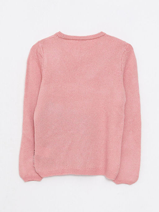 Bisiklet Yaka Desenli Uzun Kollu K?z ?ocuk Triko Kazak - Waikiki фото 2