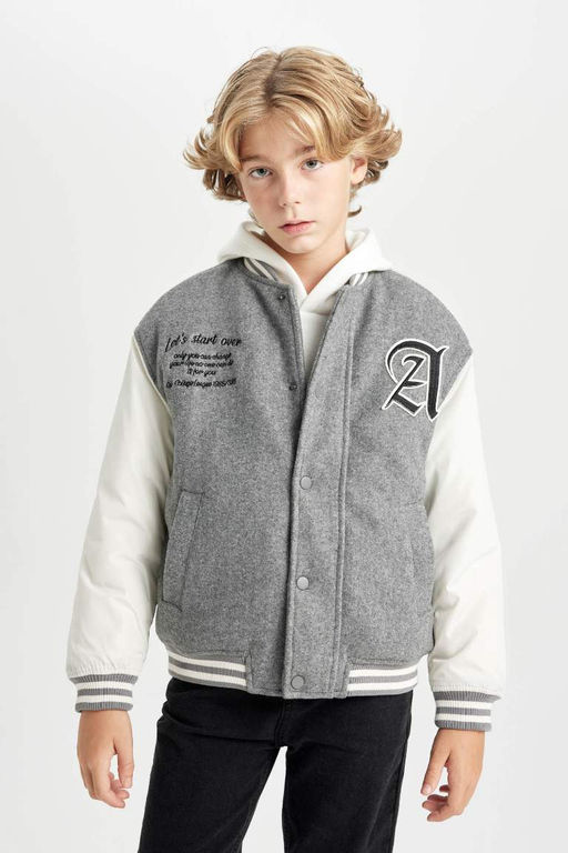 Куртка-бомбер с карманами и воротником на кнопках для мальчиков - Defacto фото 3