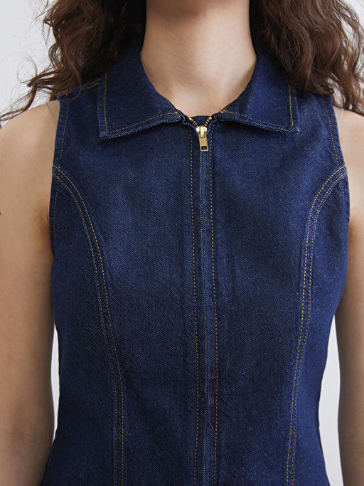 G?mlek Yaka Kad?n Jean Yelek