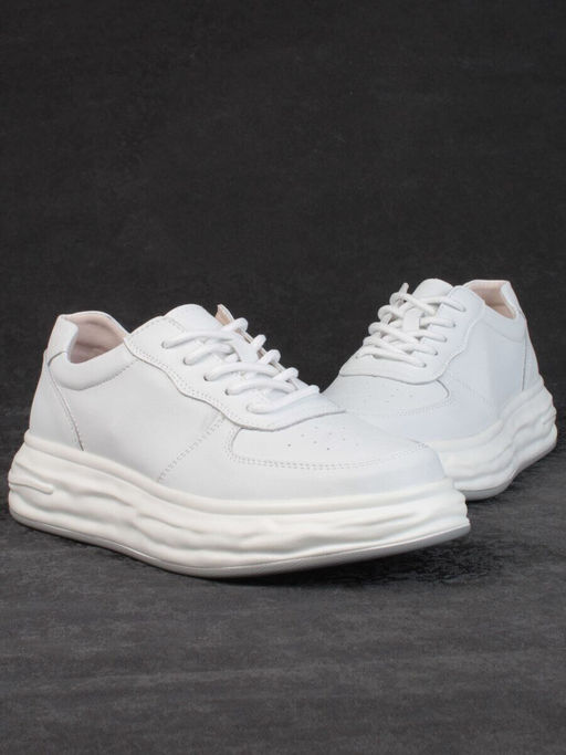 05-PDD181-1 WHITE Кроссовки женские (натуральная кожа)