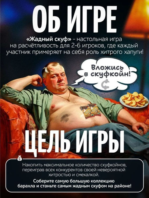 Игра настольная "Жадный скуф", с карточками