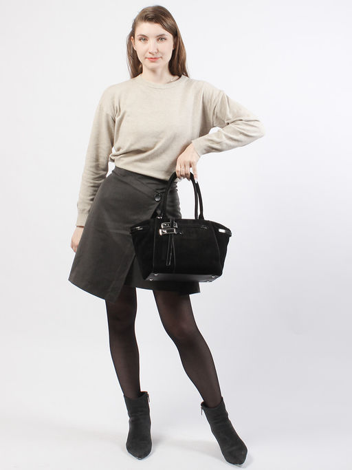 LACCOMA сумка Y2373F-черный натуральная замша, натуральная кожа полиэстер  фото 2