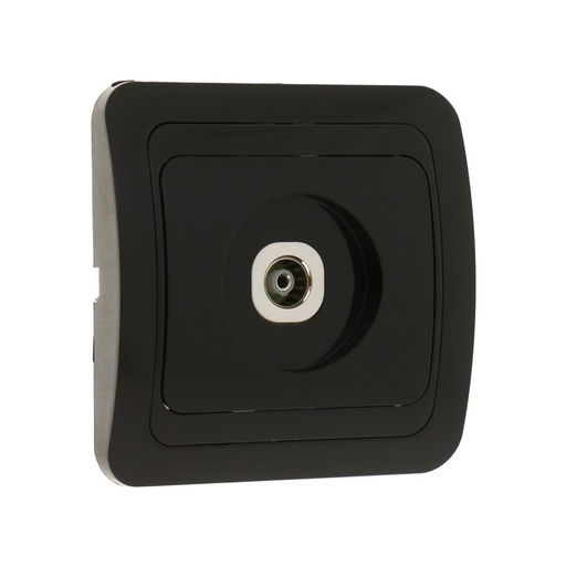 Розетка ТВ Luazon Lighting «Орион», скрытая, IP20, одноместная, чёрная