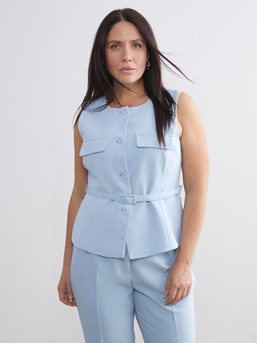 Bisiklet Yaka Krep Kad?n Yelek