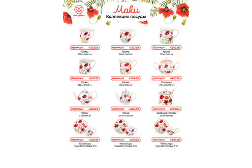 Сахарница 250 мл 9*9*10 см Маки + ложка, NEW BONE CHINA - Elan gallery фото 16