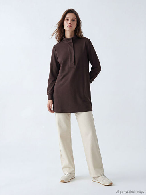 Dik Yaka Soft Touch Kad?n Sweatshirt Tunik
