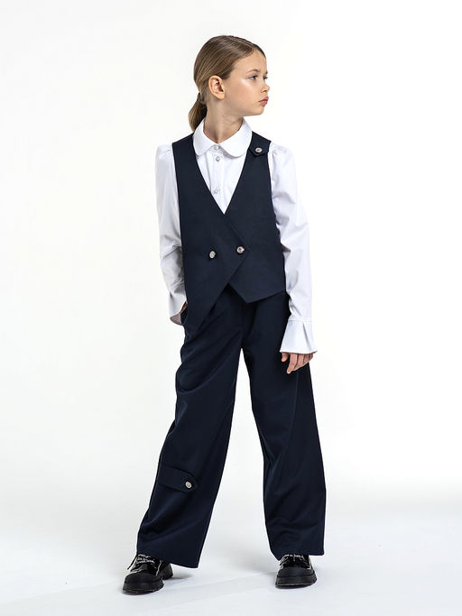 Синий школьный жилет для девочки Mooriposh, модель 1121 фото 2