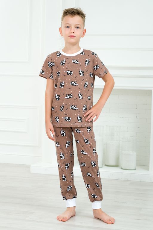 Пижама подростковая из футболки и брюк из кулирки Коровы - Амадэль фото 6