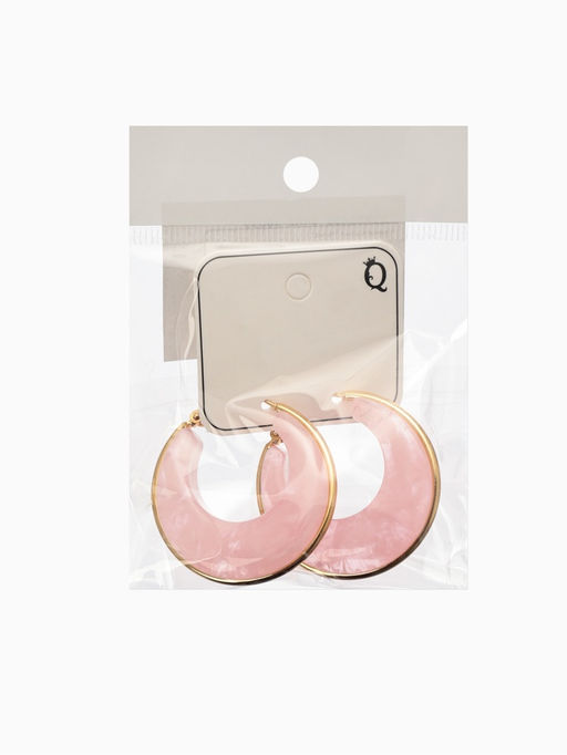 Серьги-кольца акрил «Тренд», розовые в золоте