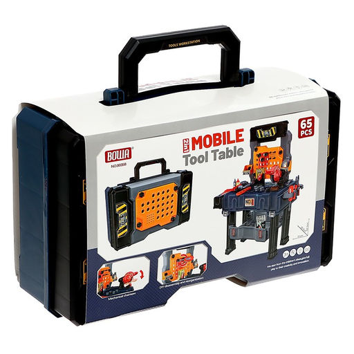 Игровой модуль детский 2 в 1 «Чемодан мастера», верстак с инструментами, 65 элементов