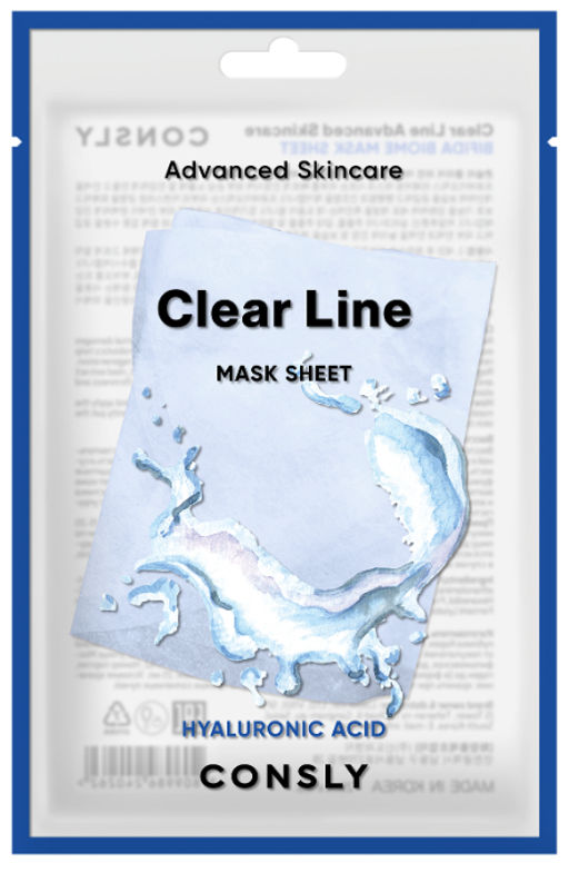 Consly Тканевая маска глубоко увлажняющая с гиалуроновой кислотой Clear Line Advanced Skincare Hyaluronic Acid Mask Sheet (25 мл)  фото 2