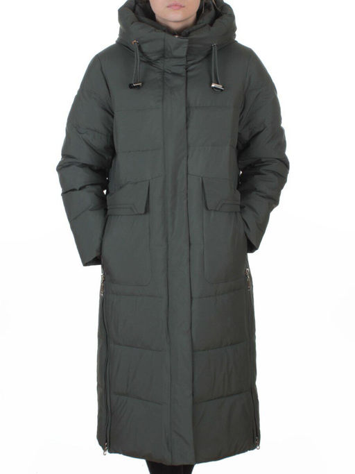 8359 DK. GREEN Пальто зимнее женское (200 гр. холлофайбер)