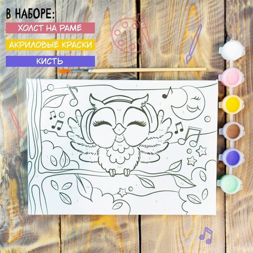 Картина по номерам на подрамнике Сова в наушниках 2115 см - Школа талантов фото 7