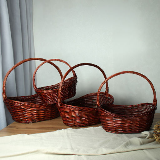 Корзина плетеная 4 штуки коричневые / S/4-B /уп 20/49х37х18/43х32х16/37х26х15/31х20х13 см /уп 20/ - ГалеонТрейд фото 2