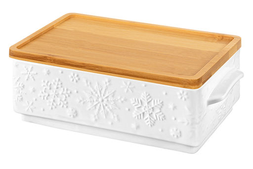 Набор 2 блюд д/холодца 800 мл 20,5*12,5*11,5 см Снежинки + бамбуковая крышка - Elan gallery фото 6