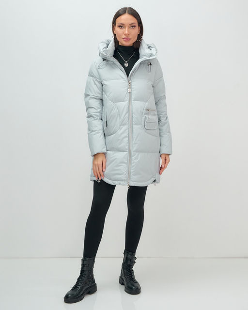 Куртка зимняя женская с капюшоном модная голубого цвета 3193Gl - Visdeer фото 16