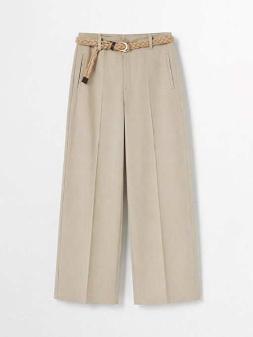 Beli Kemerli Loose Fit Kad?n Pantolon