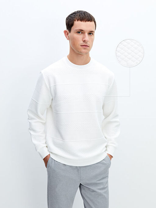 Bisiklet Yaka Uzun Kollu Erkek Sweatshirt