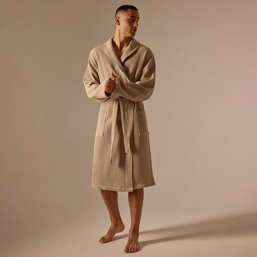 Халат вафельный мужской SL HOME: Basic «Саббиа», размер XL, хлопок 100%, коричневый