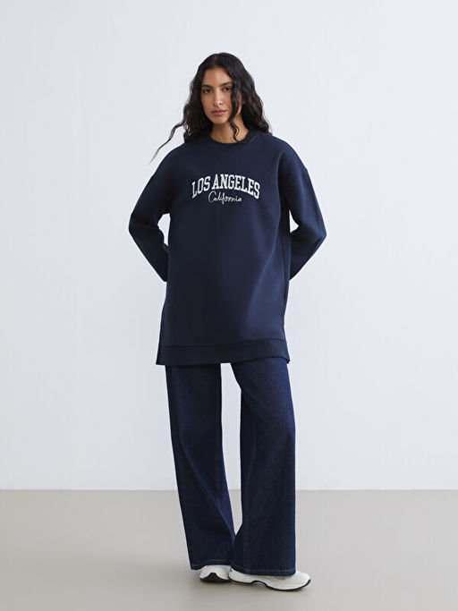 Nak??l? Kad?n Kal?n Sweatshirt Tunik