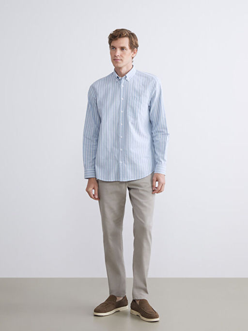 Regular Fit Uzun Kollu ?izgili Erkek G?mlek