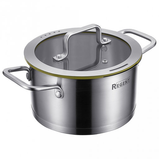 Кастрюля из нержавеющей стали Linea PALERMO 2,5л, д18см, h10см, s0,6мм, дно s15мм, трехслойное капсулированное дно, стеклянная крышка-дуршлаг с силиконовым ободком, два режима слива воды, ручка из нержавеющей стали, цветная коробка, Regent (Китай - Домашняя мода фото 2