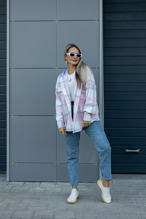 Рубашка женская в клетку с капюшоном РЖКК-01