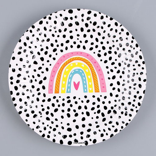 Цена за 10 шт. Тарелка бумажная Радуга, 18 см - Страна карнавалия фото 2