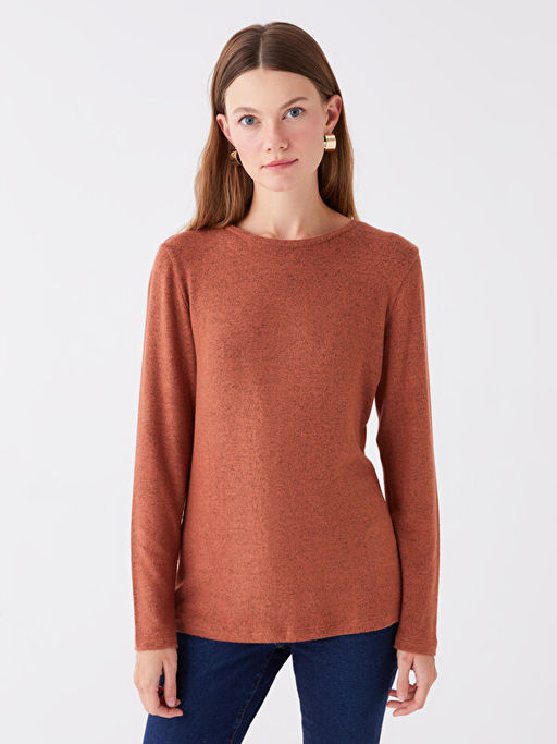 Bisiklet Yaka D?z Uzun Kollu Kad?n Ti??rt