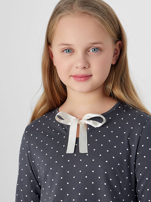 Платье для девочек серое с принтом в горошек - Mark formelle фото 3