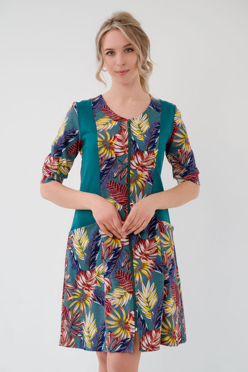 Халат женский из кулирки Любовь осенние листья