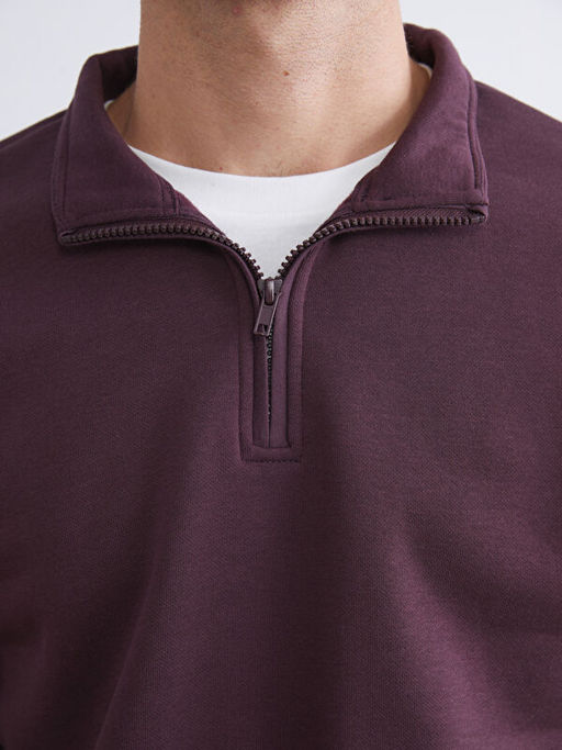Dik Yaka Uzun Kollu Erkek Kal?n Sweatshirt
